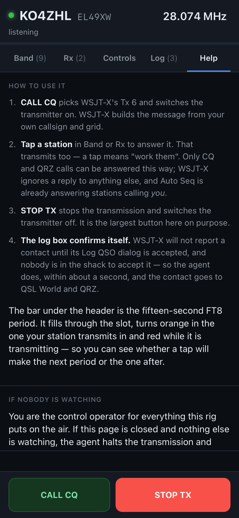 FT8 Hero Help tab: how it works and what happens when nobody is watching