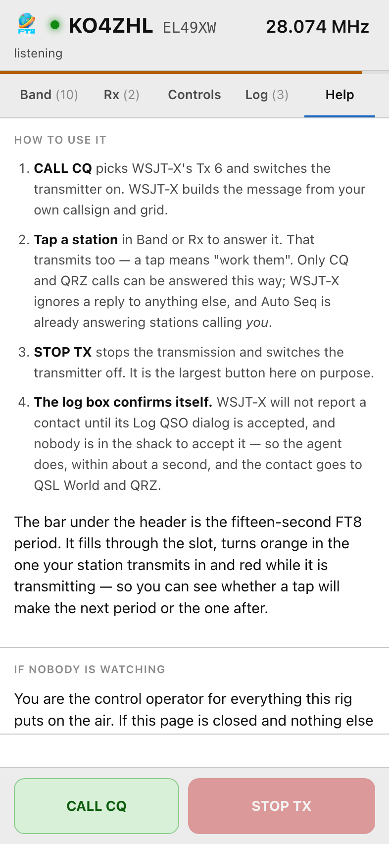 FT8 Hero Help tab: how it works and what happens when nobody is watching